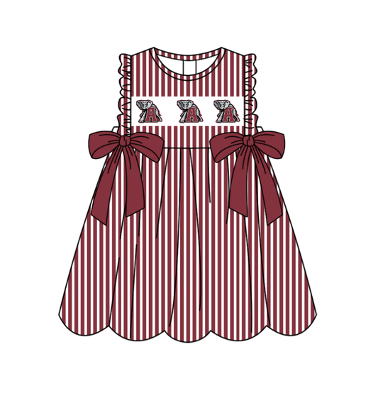 Custom moq 5 mix size milk silk baby girl clothes team summer dark red sleeveless dress-25.11.25