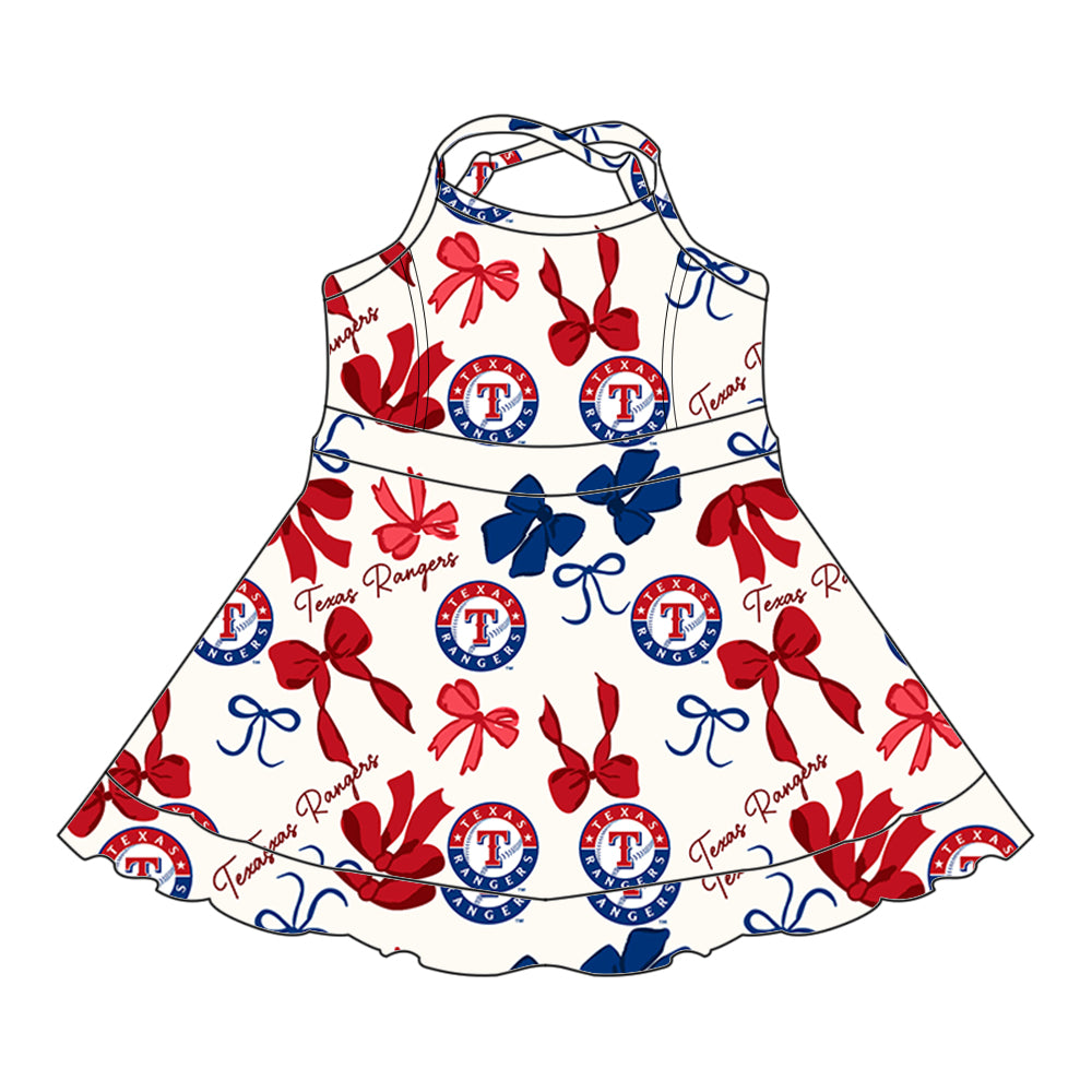 Custom moq 5 mix sizes summer teams baby girls clothes team blue short sleeve skirts shorts sets dress 1 and dress 2 and dress 3 and dress 4-25.5.19