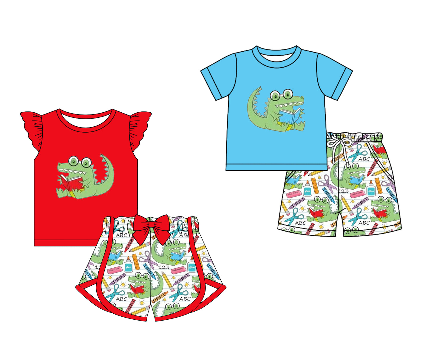 12.31 custom each style moq 5eta 4-6week Sibling Sister baby girls short sleeve shorts sets 1 and sets 2 match design
