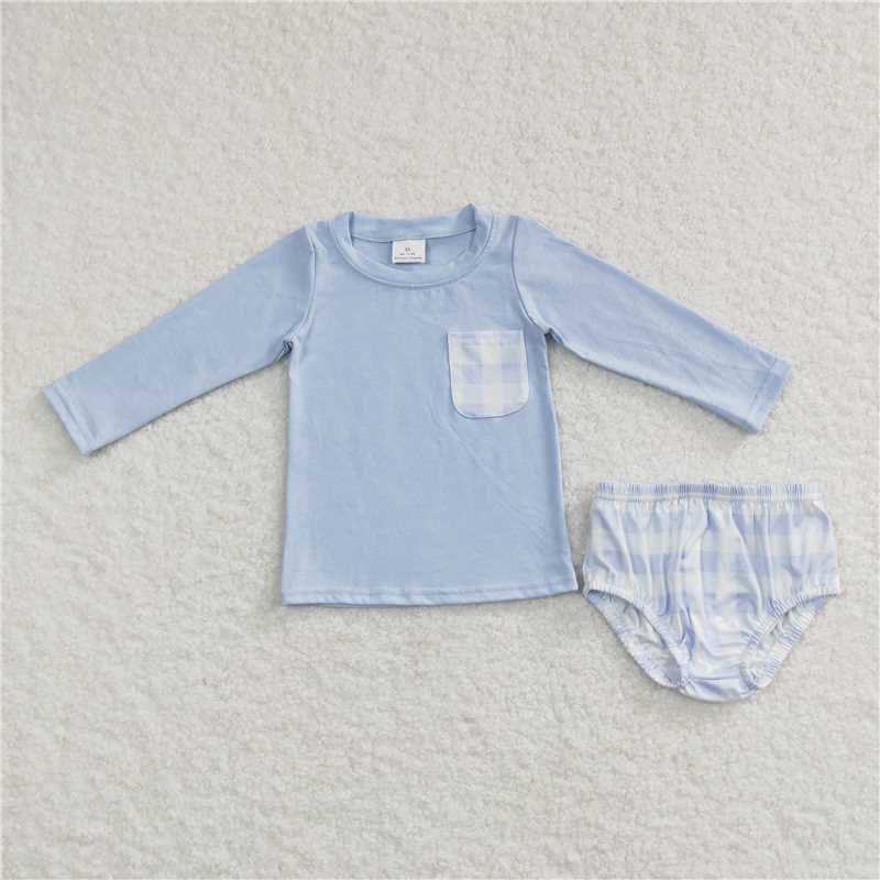 Baby boys solid color plaid Sibling Sister Clothes Sets