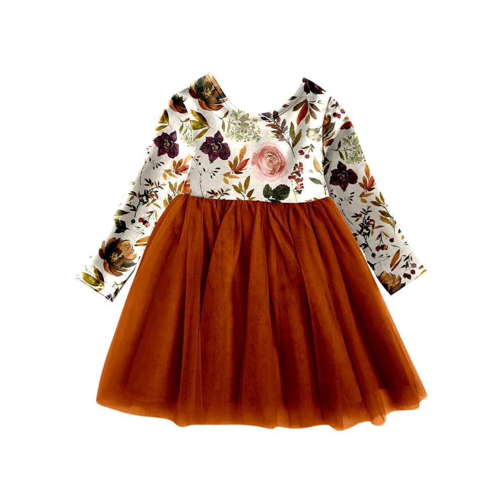 4.26 custom moq 5 eta 4-5weeks FLOWER PRINTS LONG SLEEVES MESH SKIRT