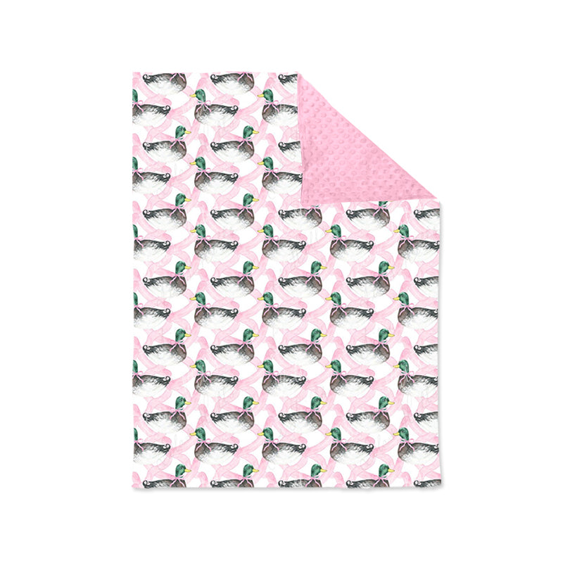 5.1custom moq 5 eta 4-5weeks duck pink prints baby blanket