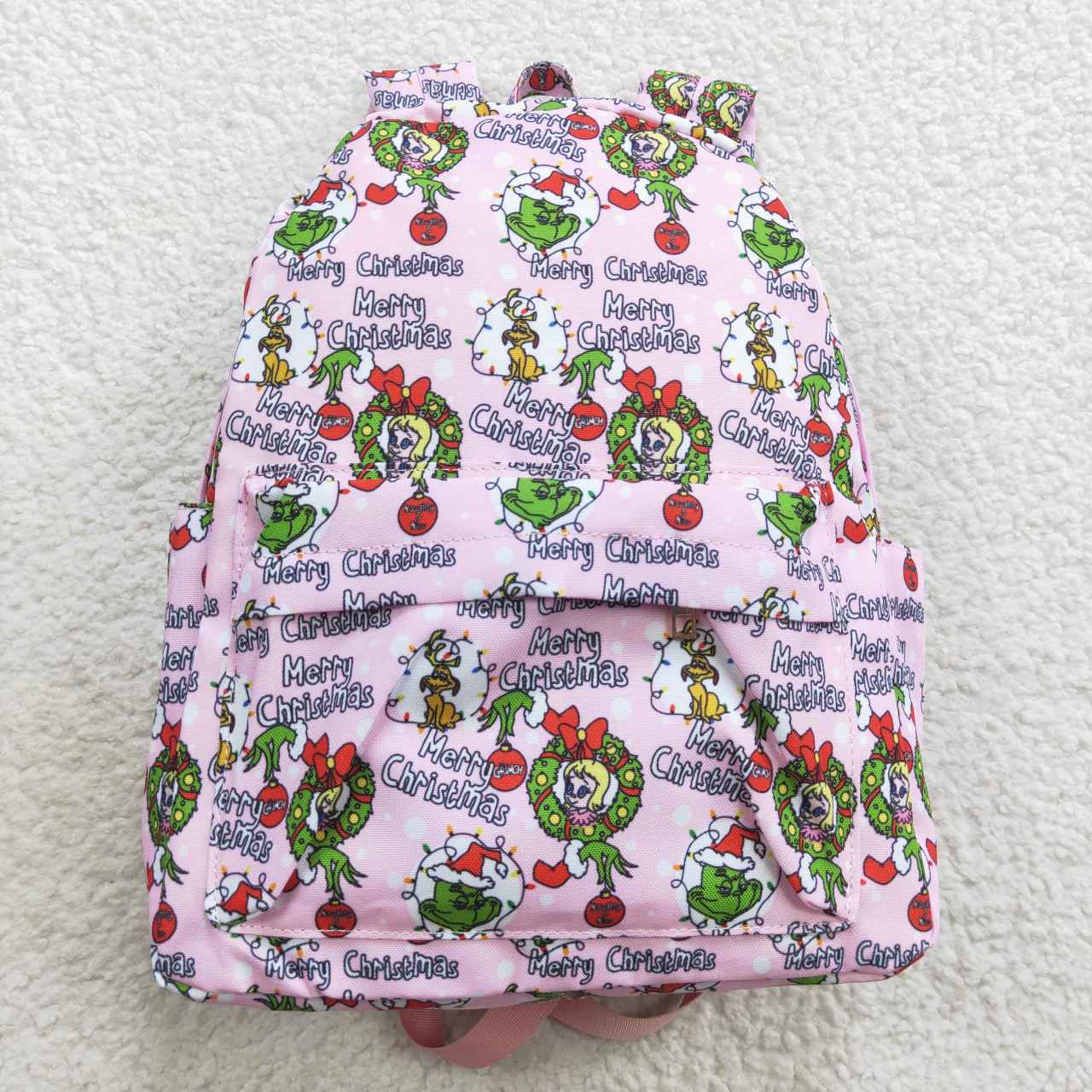 BA0148 grinch merry christmas pink backpack