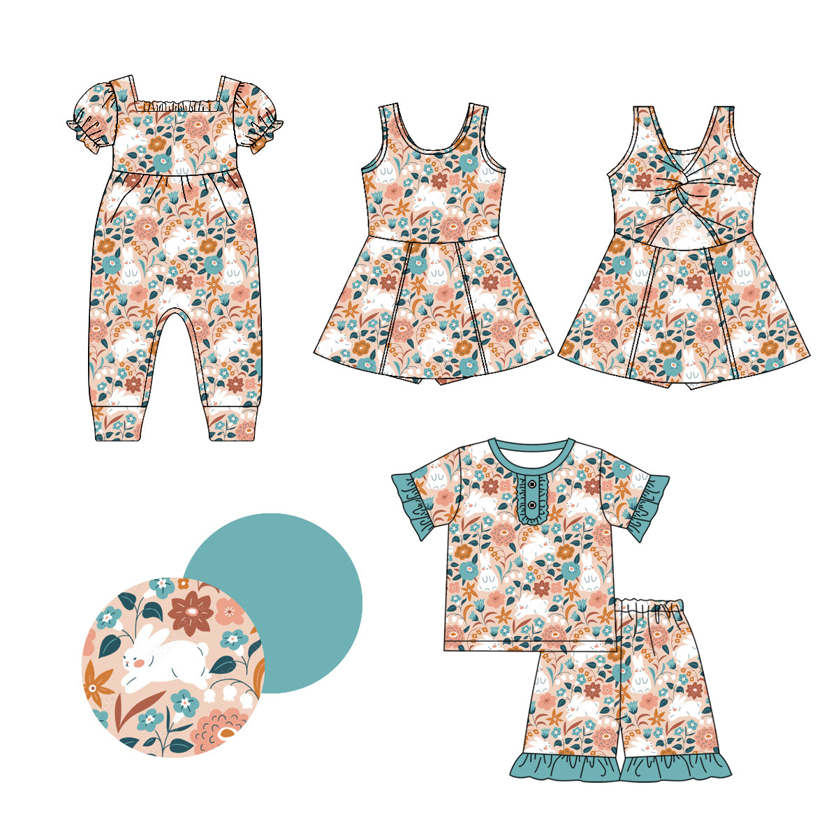 1.4 custom each style moq 5eta 4-6week Sibling Sistes baby girl short sleeve shorts sets and dress and rompers match family design