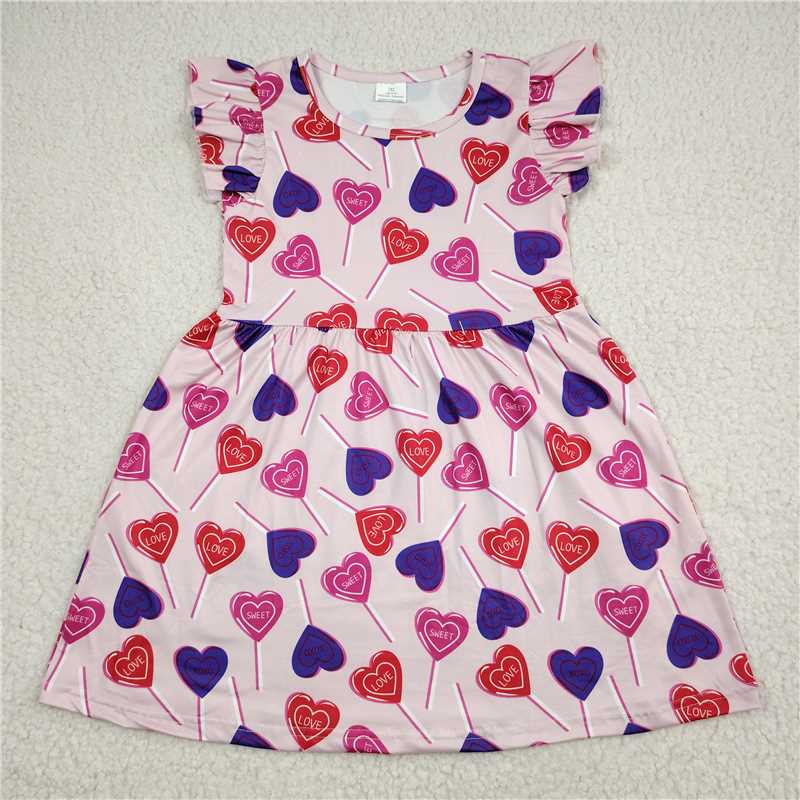 RTS SALES NO MOQ G1-12-5.、LOVE tender pink flying sleeve skirt LOVE爱心嫩粉色飞袖裙