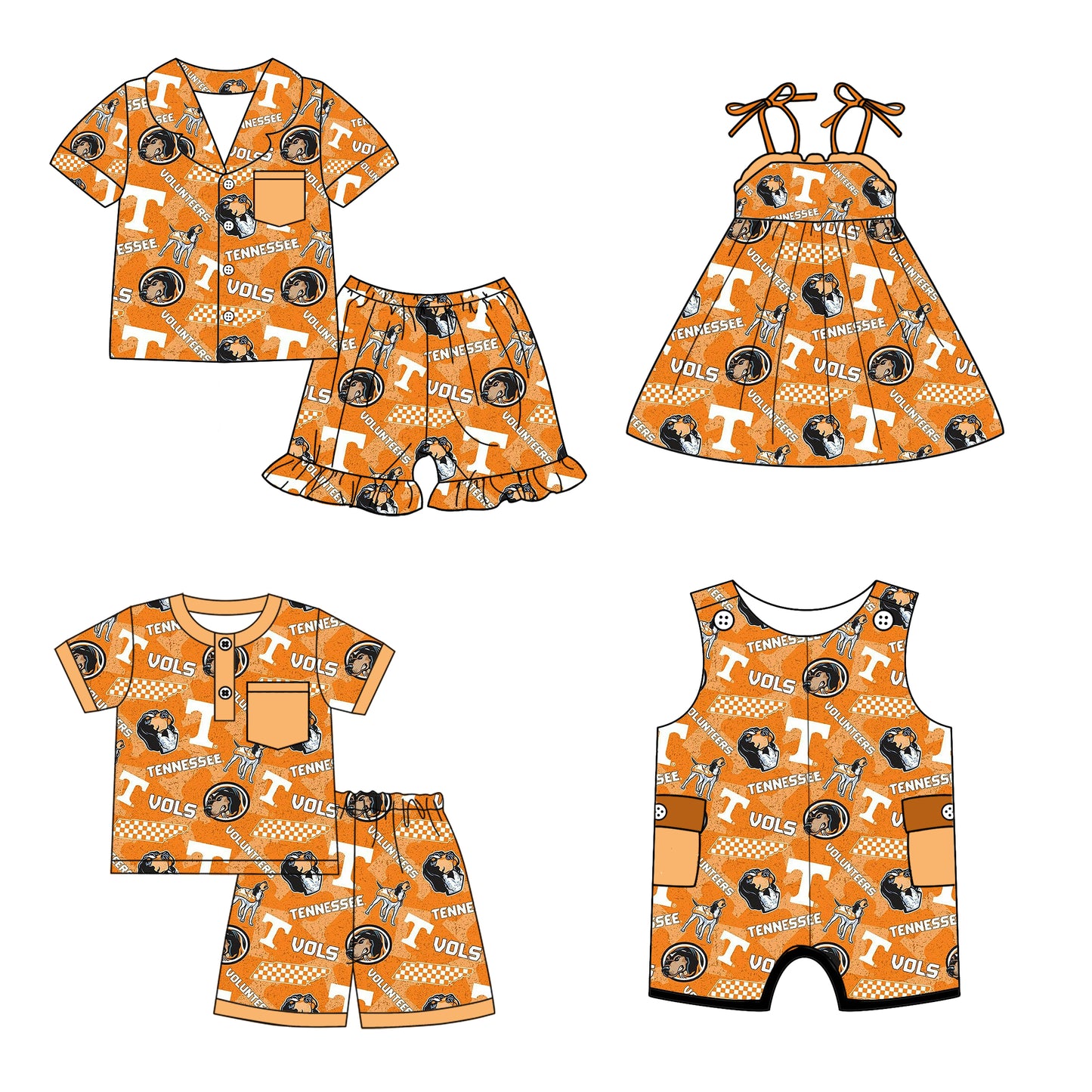 Custom summer teams baby girls clothes team orange sets dress romper-25.5.6