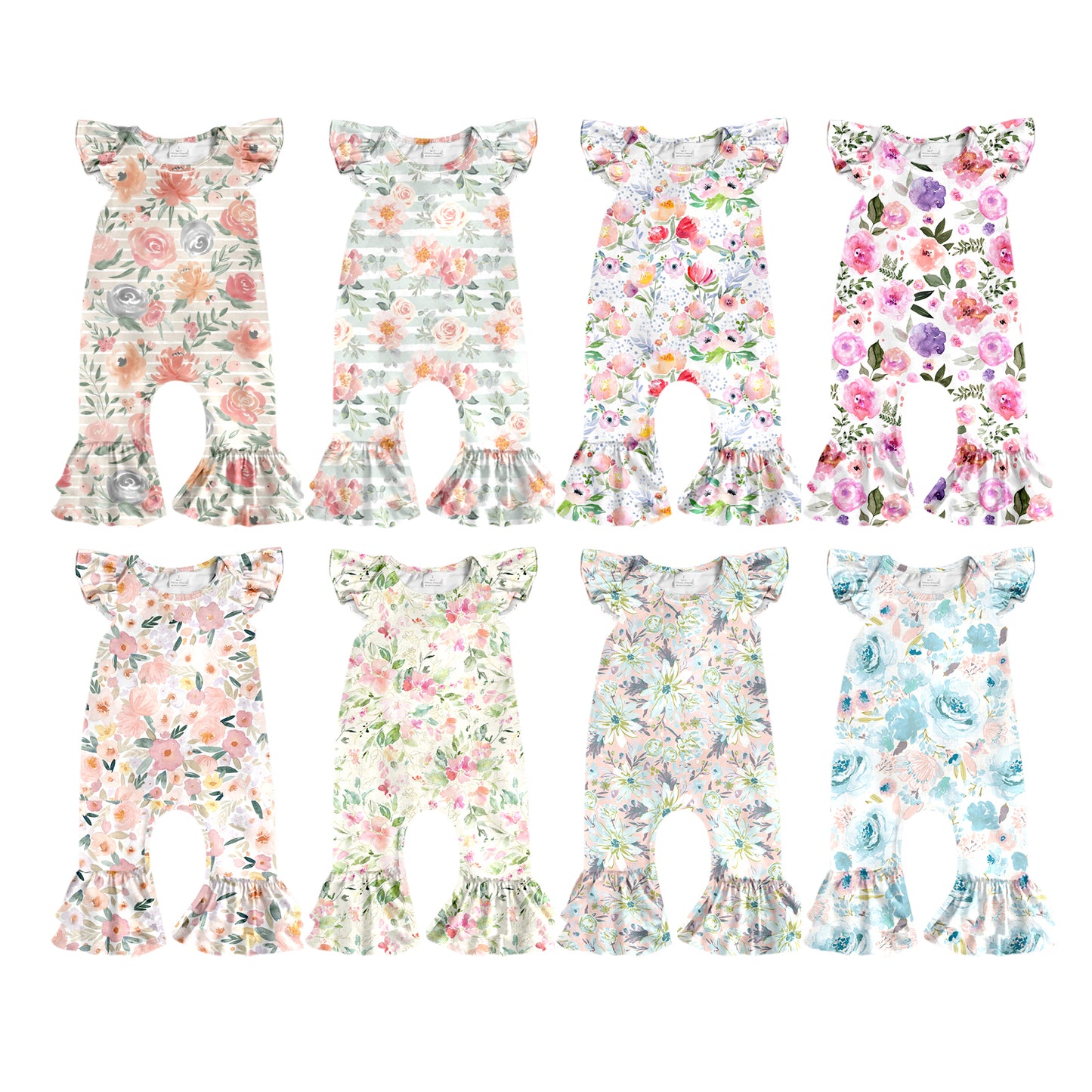 25.11.29 custom each style moq 5 eta 6-8week Sibling Sisters floral baby girl clothes flying sleeve rompers 8 match family design