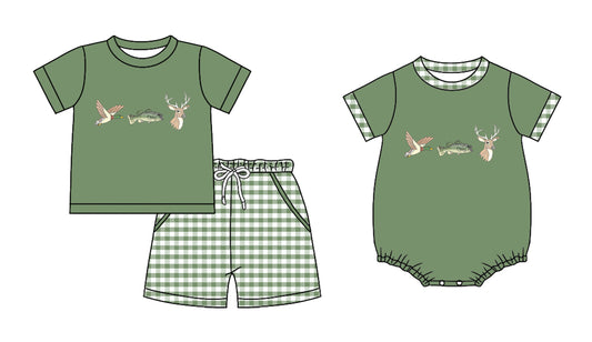 25.11.25 custom each style moq 5 eta 6-8 week Sibling Sister duck fishing baby boy short sleeve shorts sets and boy rompers match family design