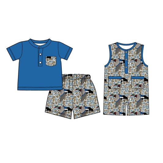 26.1.8 custom each style moq 5 eta 6-8week Sibling Sister camouflage duck baby boy short sleeve shorts sets and romper match design
