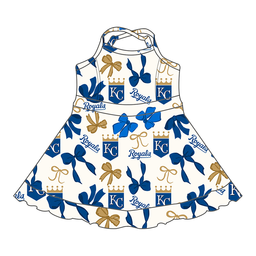 Custom moq 5 mix sizes summer teams baby girls clothes team blue short sleeve skirts shorts sets dress 1 and dress 2 and dress 3 and dress 4-25.5.22