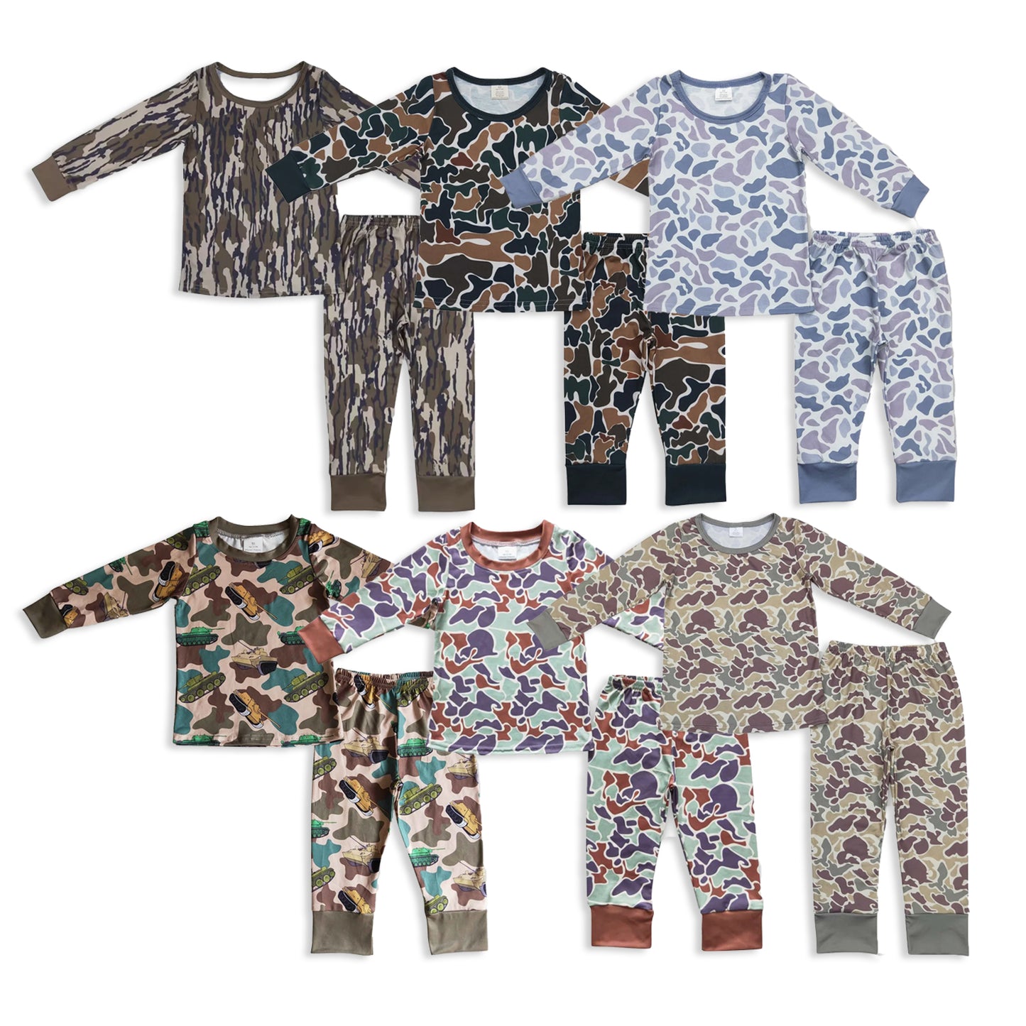RTS NO MOQ Sibling baby boy clothes Modal camouflage long sleeve pants Sets