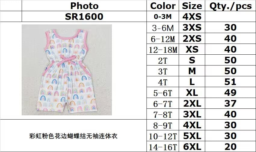 rts no moq SR1600 Rainbow Pink Lace Bow Sleeveless Bodysuit