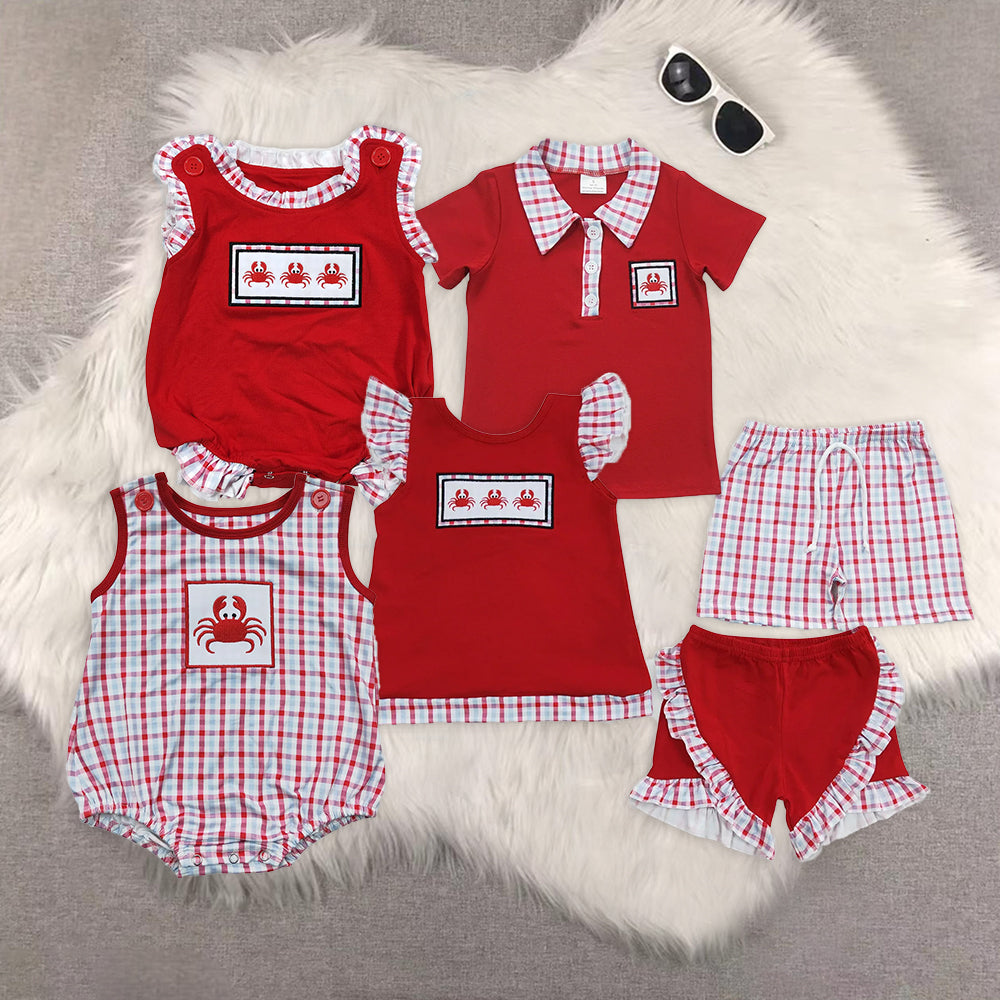 RTS NO MOQ Embroidery short-sleeved shorts suit & short-sleeved sets and romper