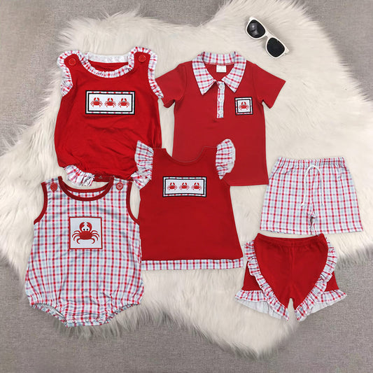 RTS NO MOQ Embroidery short-sleeved shorts suit & short-sleeved sets and romper