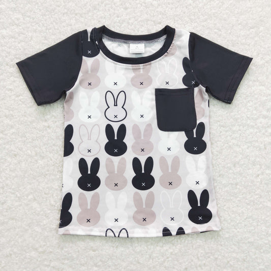 BT0589 Black Pocket Bunny Short Sleeve Top