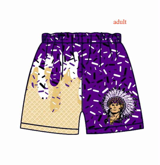 PRE ORDER Deadline July 30 custom no moq Children's boutique clothing adult Summer shorts purple ice cream shorts