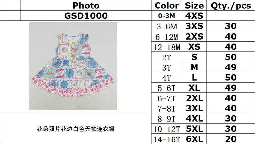 RTS no moq GSD1000 Flower photo lace white sleeveless dress