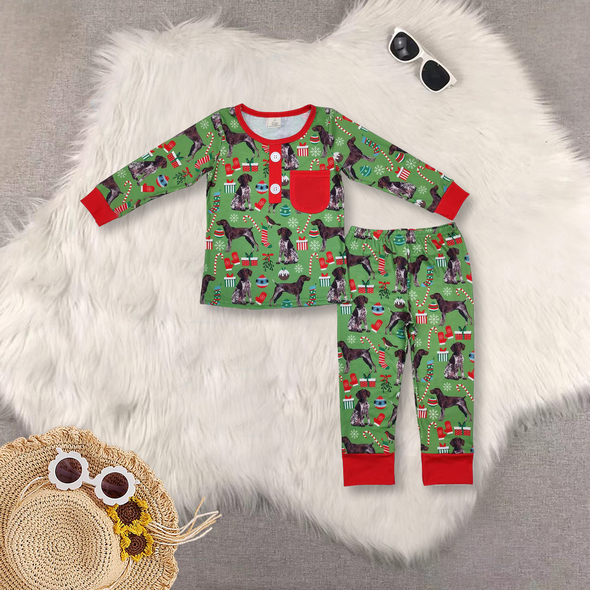 RTS NO MOQ baby girl clothes bamboo Christmas long sleeve Rompers Clothes Sets