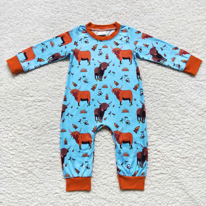 RTS NO MOQ Baby Boys Alpine Yak-Cactus Long Romper