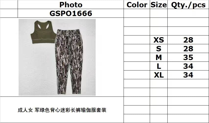 rts no moq GSPO1666 Adult female military green vest camouflage trousers yoga