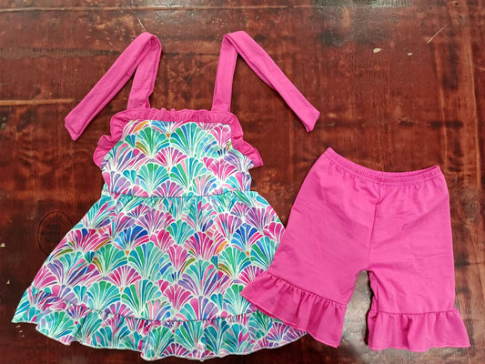 custom moq 5 eta 4-6weeks summer baby girls clothes pink suspender shorts sets