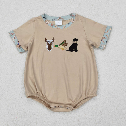 RTS NO MOQ ETA 5/7days arrived SR2338 Embroidered elk duck puppy short-sleeved jumpsuit