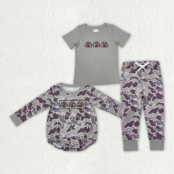 RTS NO MOQ Brothers Baby Boys Thanksgiving Turkey Camouflage Clothes Sets