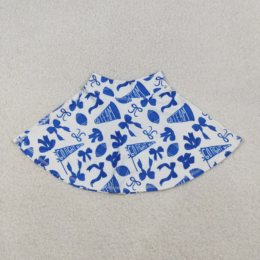 RTS NO MOQ（In Stock ) GLK0138 Blue Football Flared Bow Pattern Yoga Skirt