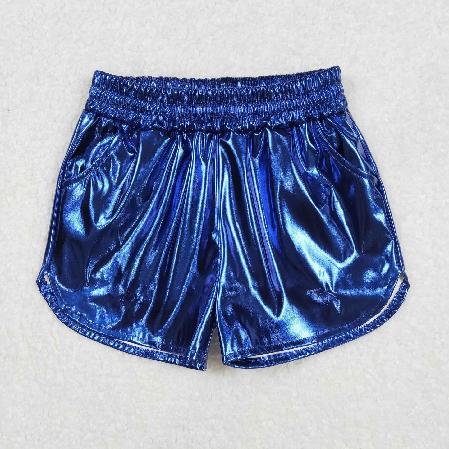 RTS NO MOQ ETA 5/7days arrived SS0409 Shiny leather royal blue shorts