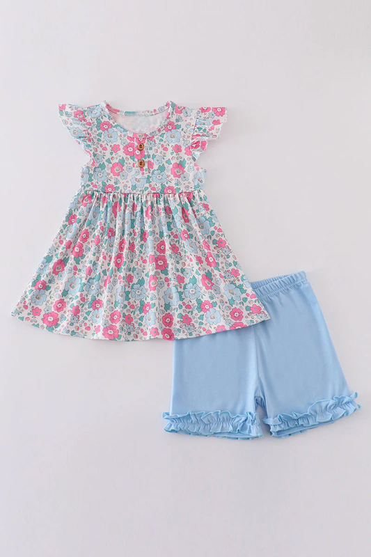 Custom Each moq 3 mix size baby girls Summer Girls Floral Clothes Collection