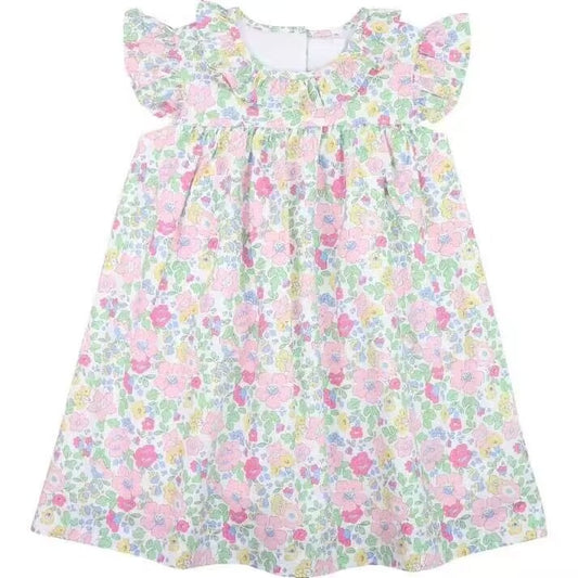 custom moq 5 eta 4-6 weeks Girls baby girls clothes floral flying sleeve summer skirt