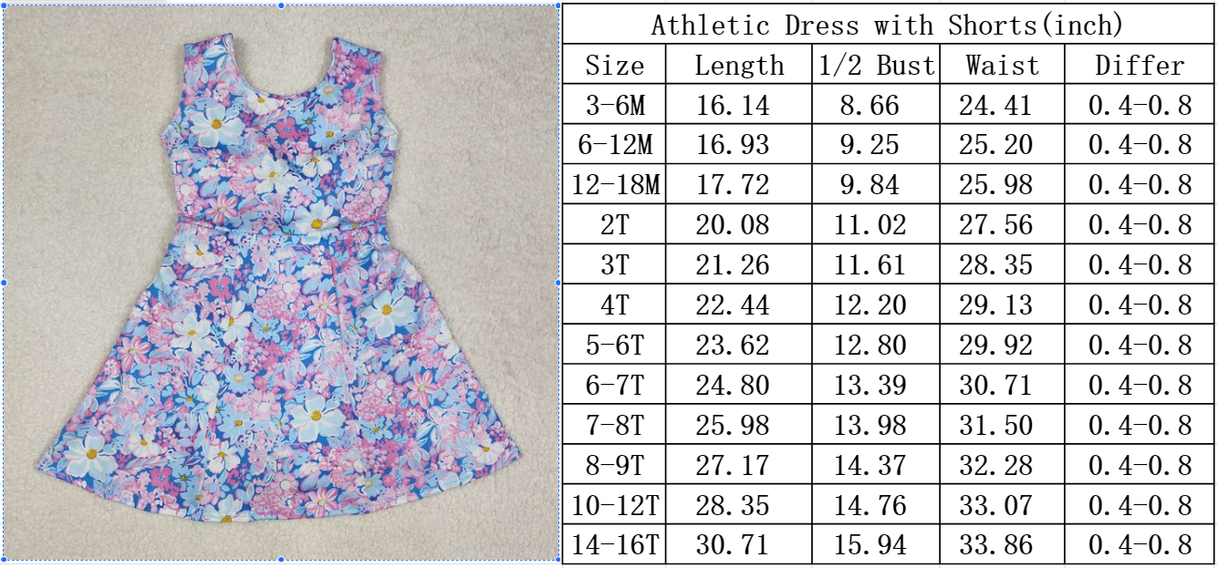 RTS NO MOQ ETA 5/7days Arrived GSD1845 Flower blue sleeveless yoga pants skirt dress