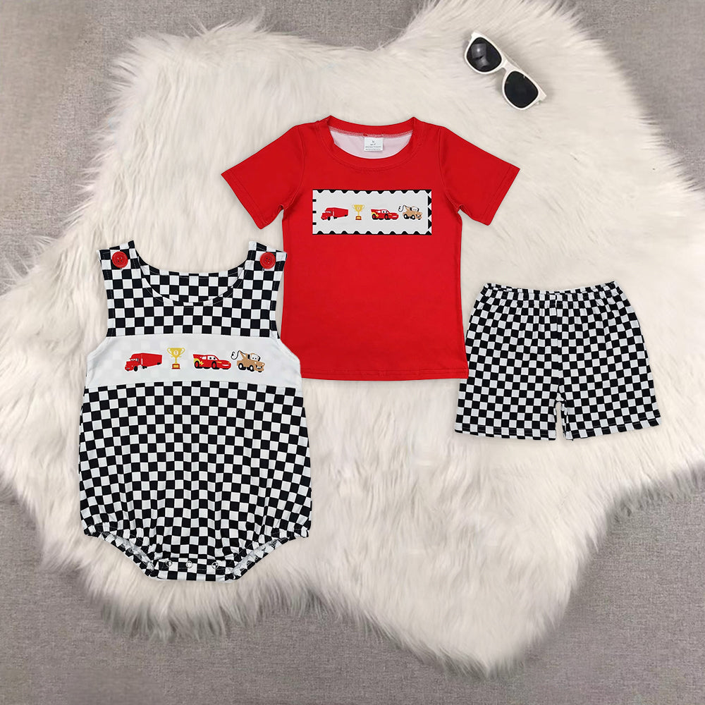 RTS NO MOQ Cartoon red short-sleeved shorts suit & and romper