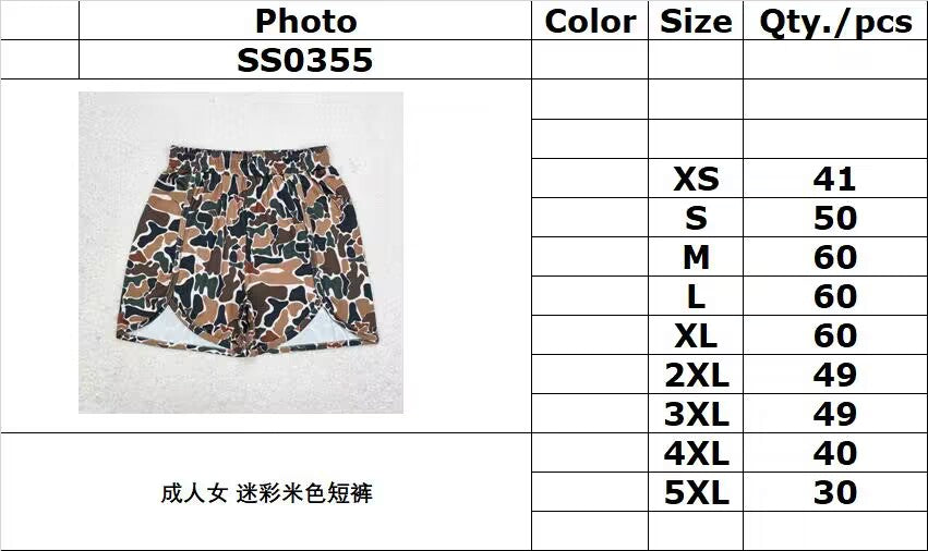 rts no moq SS0355 Adult female camouflage beige shorts