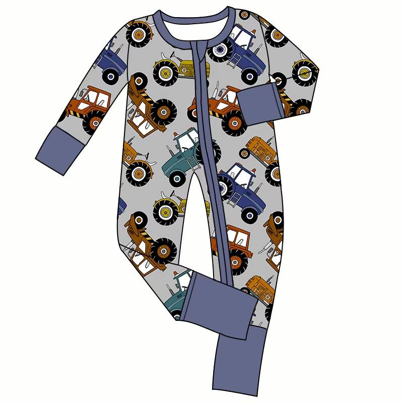 Custom moq 5 each style eta 6-7weeks baby boy clothes tractor pumpkin long sleeve romper-25.8.15