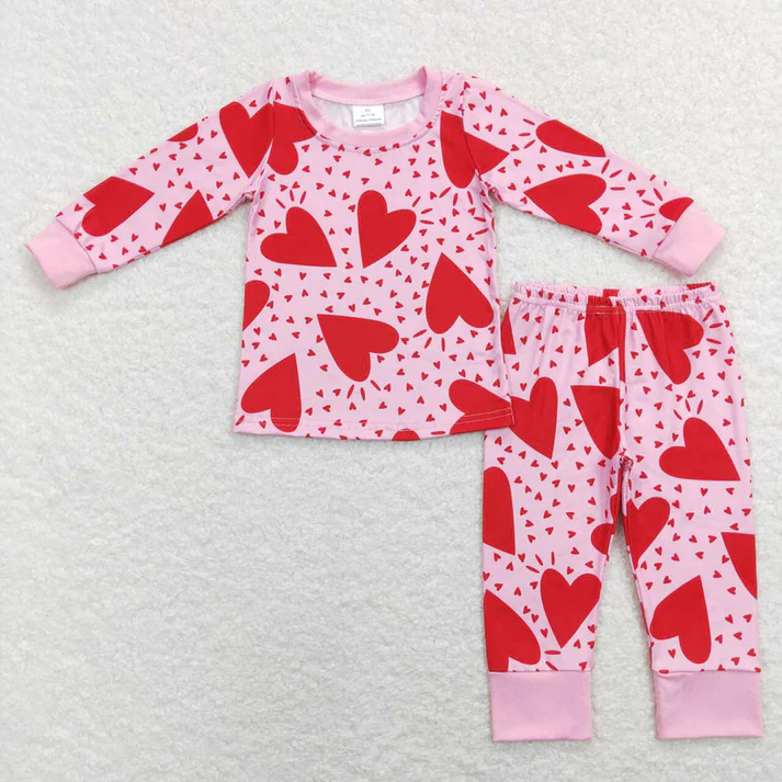 RTS NO MOQ Baby Girls Valentine love long-sleeved trousers suit & romper