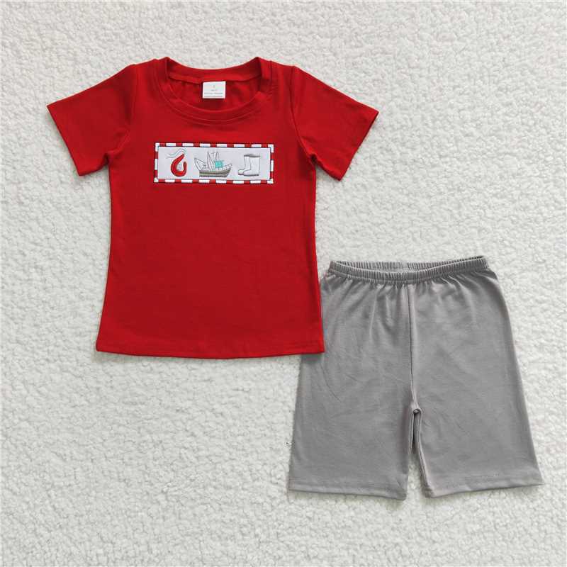 RTS NO MOQ Embroidery short-sleeved shorts suit & short-sleeved sets and romper