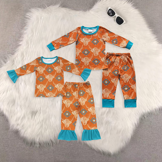 RTS NO MOQ Sibling Baby girls clothes alpine long-sleeved trousers suits