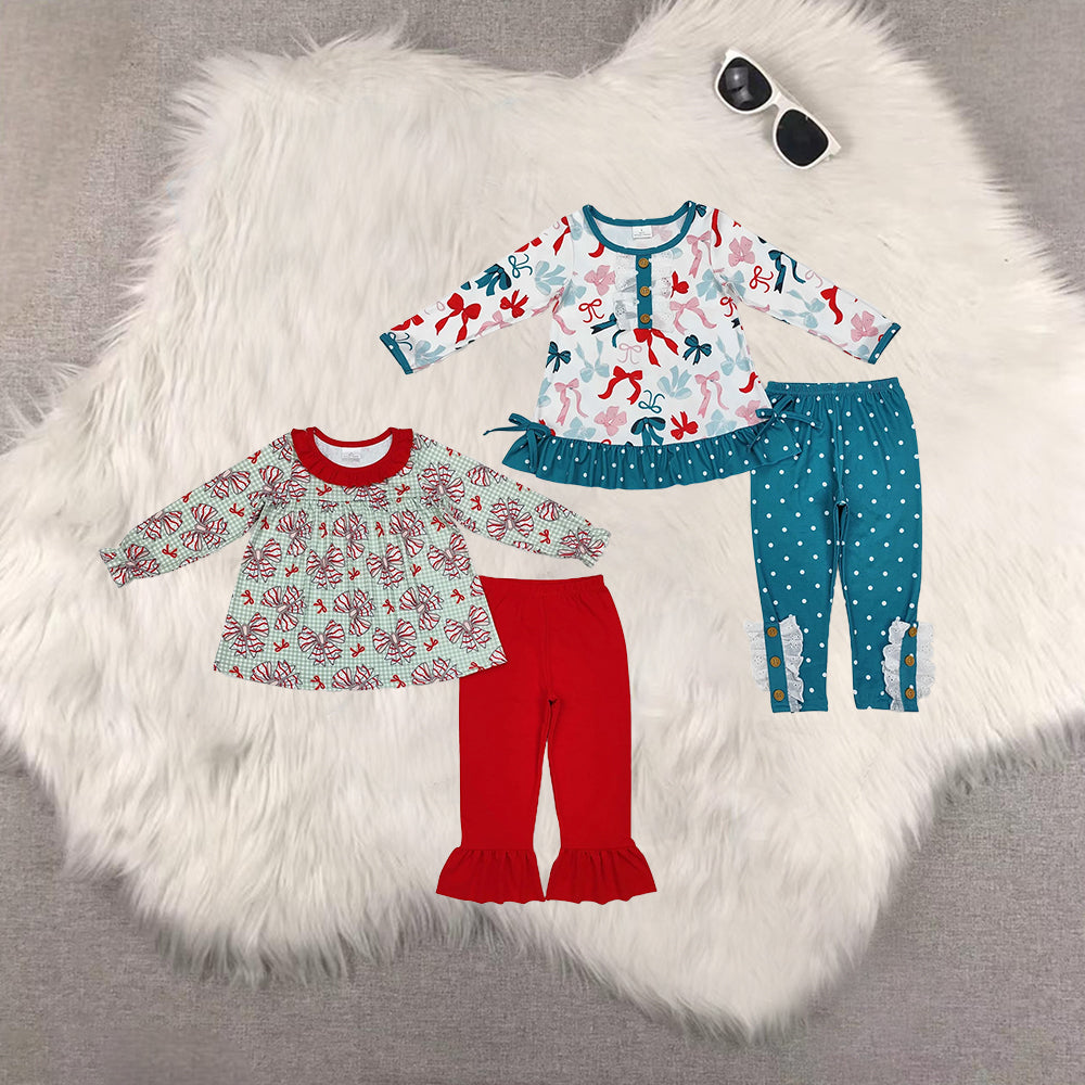 RTS NO MOQ Baby Girls Christmas Long Sleeve Pants Set