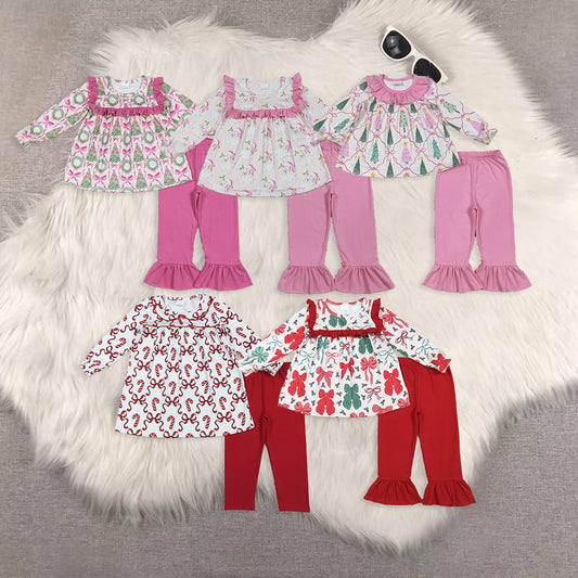 RTS NO MOQ Sibling Baby girl clothes Christmas long-sleeved trousers suits