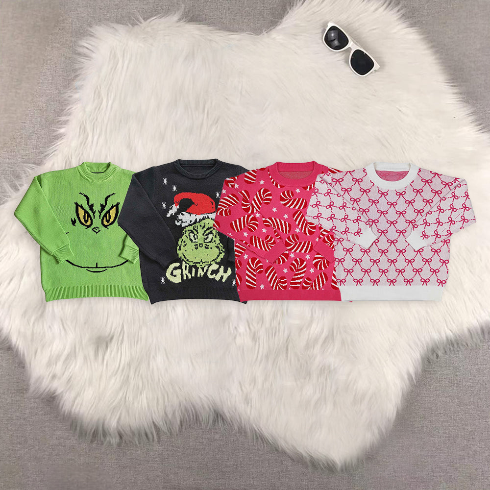 RTS NO MOQ Sibling baby girl boys clothes sweater cardigan christmas sweater red blue green christmas