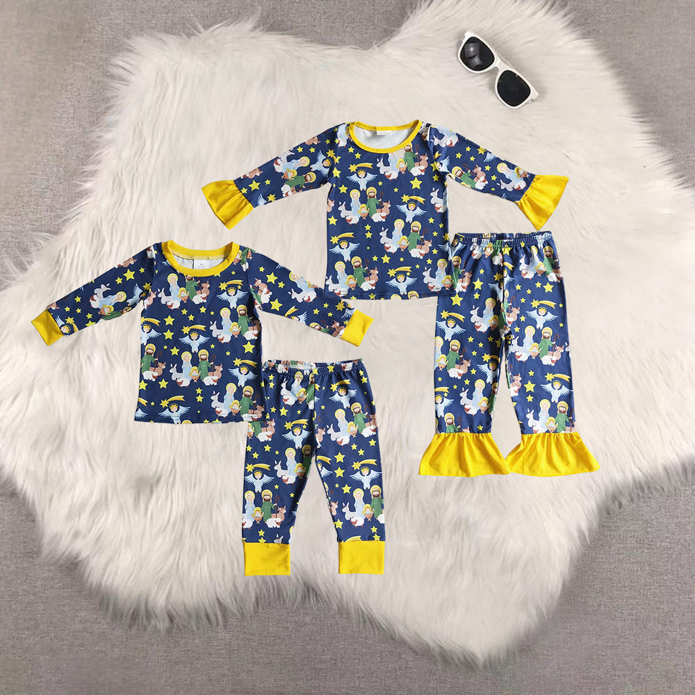 RTS NO MOQ Sibling Baby Girls boys Christmas Long Sleeve Pants Set
