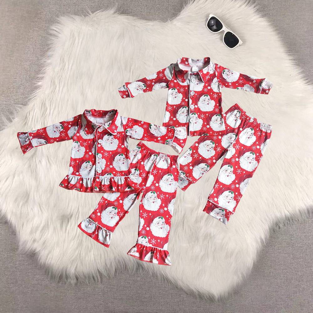 RTS NO MOQ Sibling Baby Girls boys Christmas Long Sleeve Pants pajamas Sets