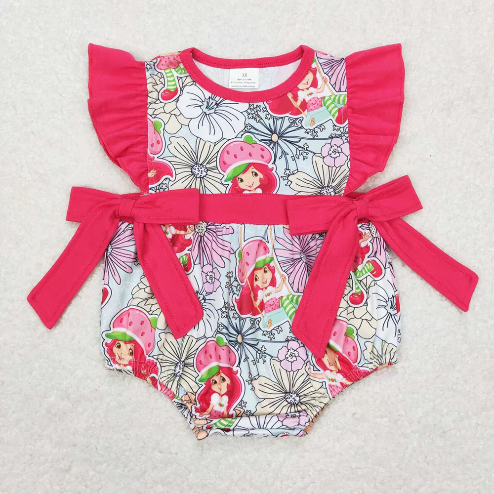 Baby Girls Spring Strawberry Bows Flutter Sleeve Sister Designs Clothing