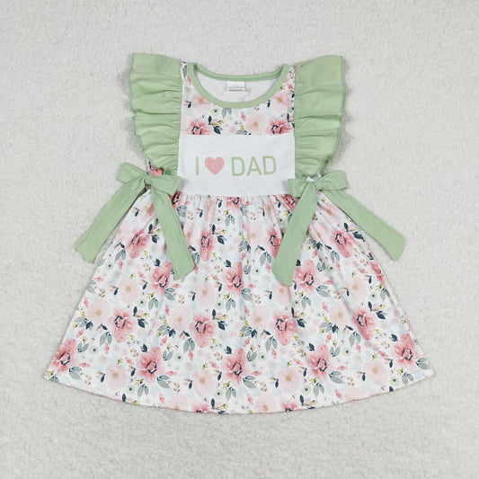 RTS no moq GSD1182 I love dad flower light green lace bow sleeveless dress