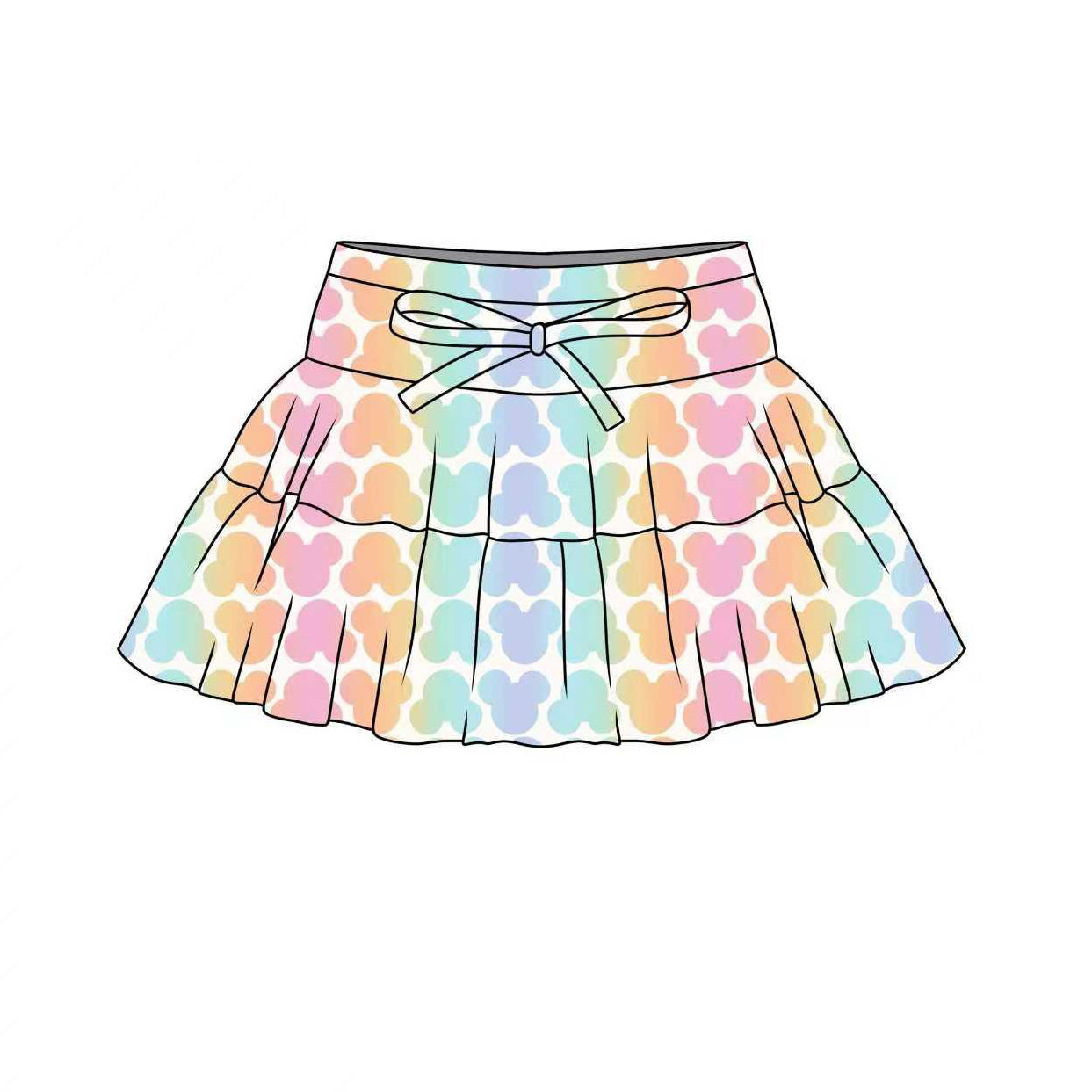 Custom moq 5 mix size milk silk baby girl clothes summer cartoon skirts