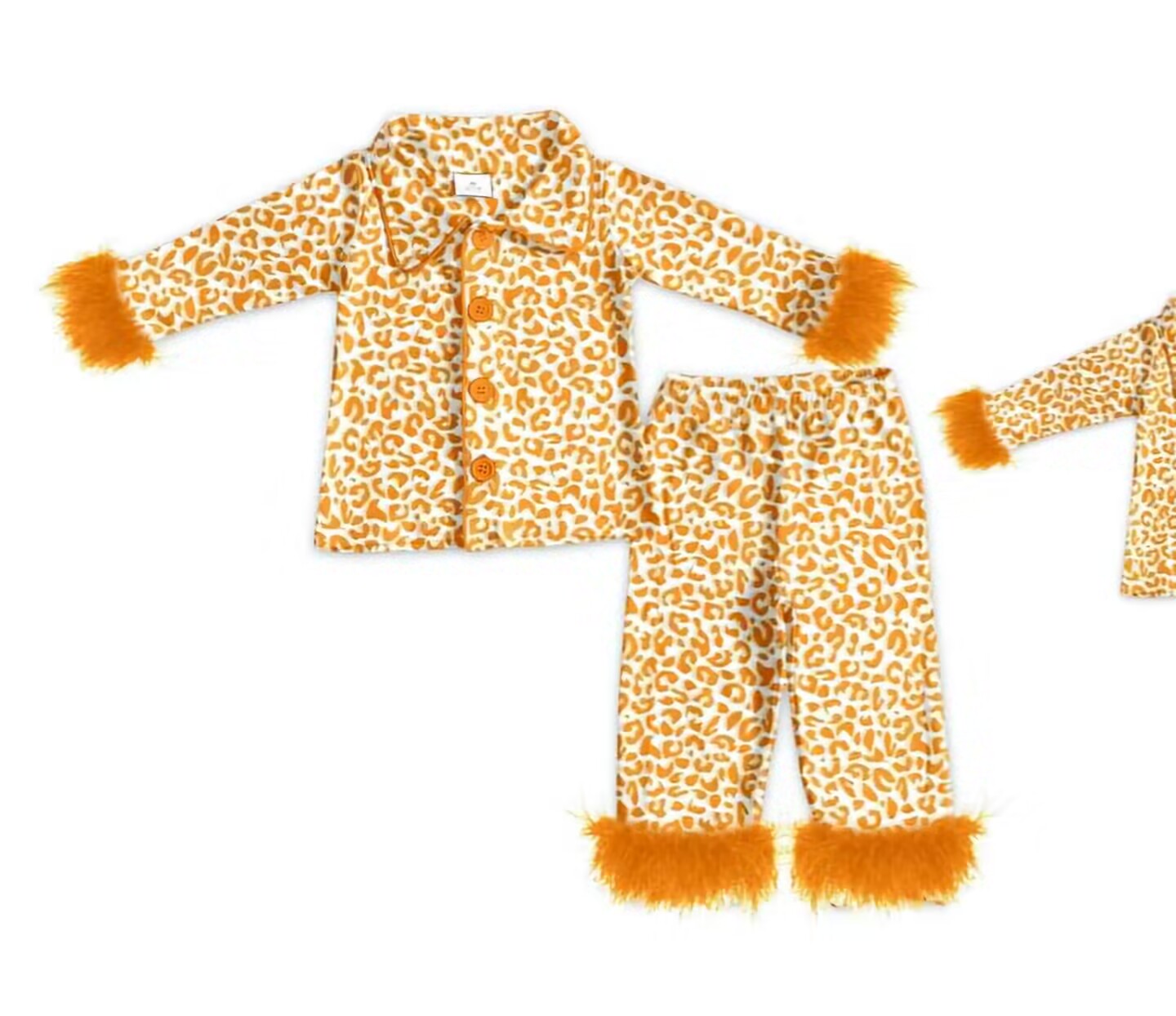 no moq GLP1267 pre-order toddler girls clothes yellow leopard long sleeve pants pajamas outfit 2024.6.16