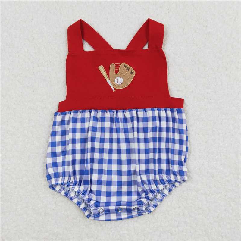 RTS NO MOQ Girls Boys embroidery baseballl Clothes Sets and dress and romper