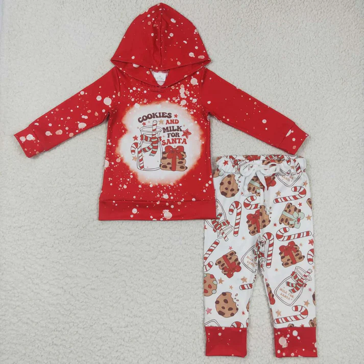 RTS NO MOQ Sibling Baby girls boy clothes Christmas hooded long-sleeved trousers suits