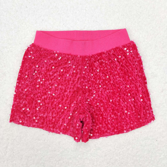 rts no moq SS0351 Rose red sequined shorts
